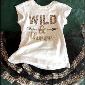 Young, Wild, and Three toddler girl outfit.